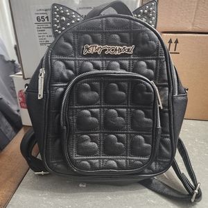 Betsey Johnson Cat Ear Leather Backpack Purse